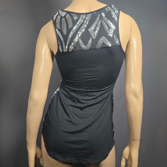 Y2K Sequin Long Tank Size S Black Silver Indie Sleaze Going Out Top 2000s - Picture 7 of 10